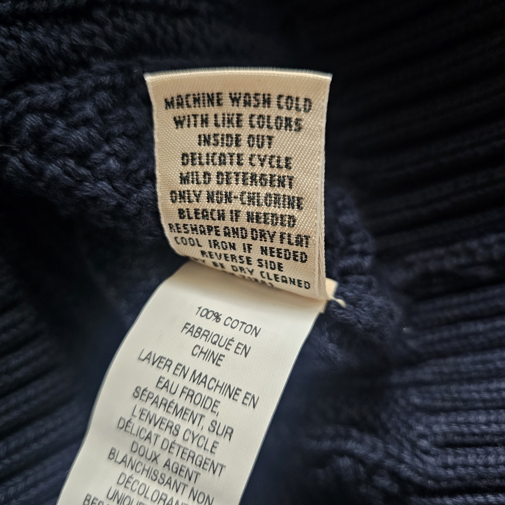 L.L. Bean Navy Blue Cable-Knit Button Front Cardigan - Picture 6 of 9